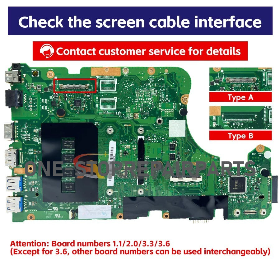 X555LA Laptop Motherboard For ASUS R557L VM510L X555LP FL5800L R556L W519L X555LD DX992L FL5600L VM590L Mainboard I3 I5 I7 CPU ASUS laptop repair parts