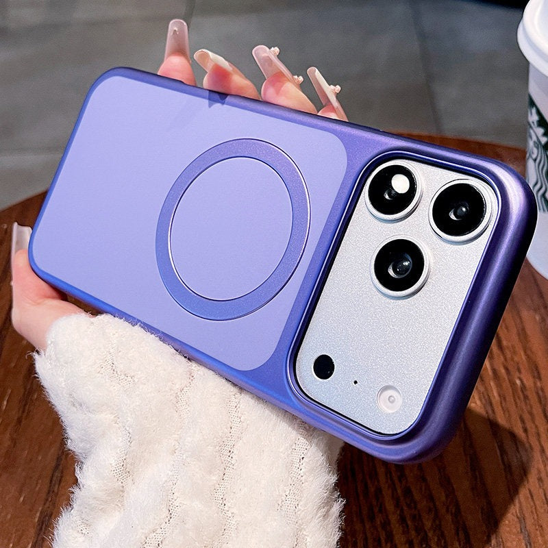 Contrast color electroplating magnetic suction for iPhone 17promax mobile phone case New iPhone16 matte texture strong magnetic adsorption hard case 15pro simple niche case Phone accessories