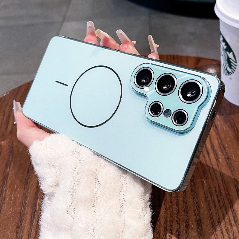 Laser Thin Ring for Samsung S26ultra Phone Case, New S25ultra Integrated Lens Film Full Coverage Protective Case, Samsung Electroplated Edge, Acrylic Back Panel Case, Phone Accessories