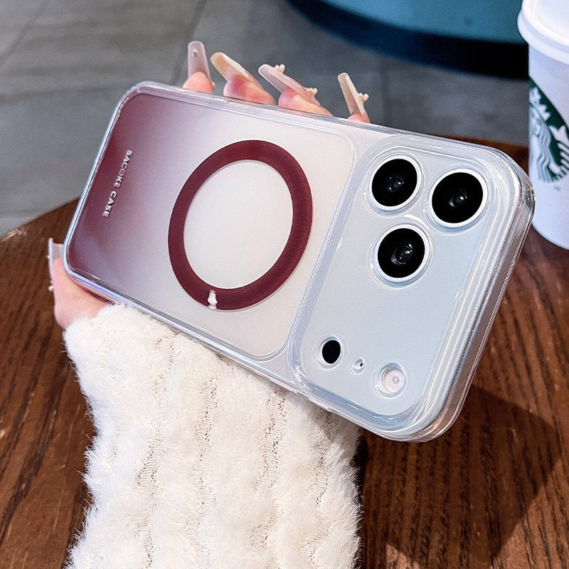 Macaron gradual change for iPhone 17promax mobile phone case new iPhone16 smudge gradual change magnetic attraction, protective case 15pro fine hole frame protective case Phone accessories