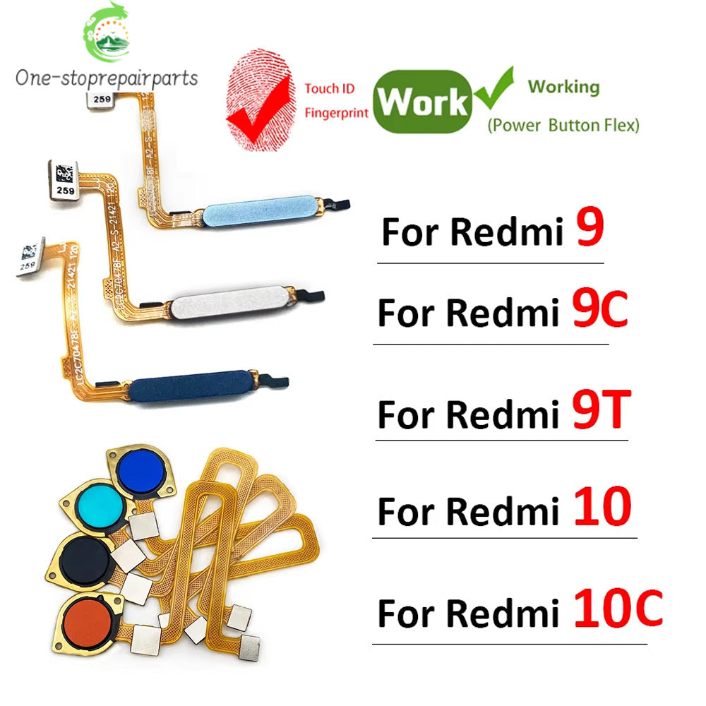 New Fingerprint For Xiaom Redmi 9C 9T 9 10C 10 Prime Home Button Fingerprint Menu Return Key Recognition Sensor Flex Cable Redmi phone repair parts