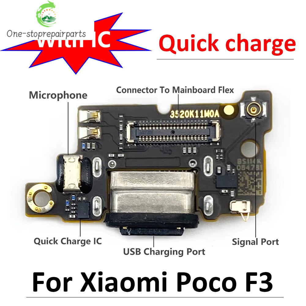 New USB Charging Port Charger Board Flex Cable For Xiaomi Poco F3 PocoF3 Dock Plug Connector With Microphone Xiaomi  Xiao mi phone repair parts