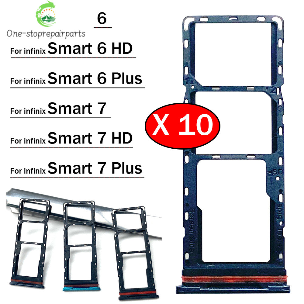 10Pcs, Sim Card slot tray Holder repair parts For Infinix Smart 6 7 HD Plus  infinix phone repair parts