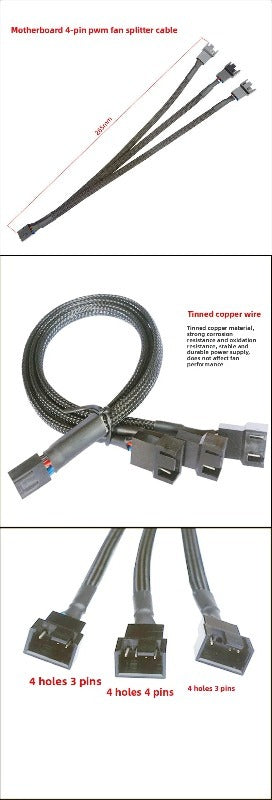 4Pin Temperature Control PWM cooling fan Splitter 1 To 1/2/3/4 Extension Cable PC Computer Extension Cable Splitter HUB cable