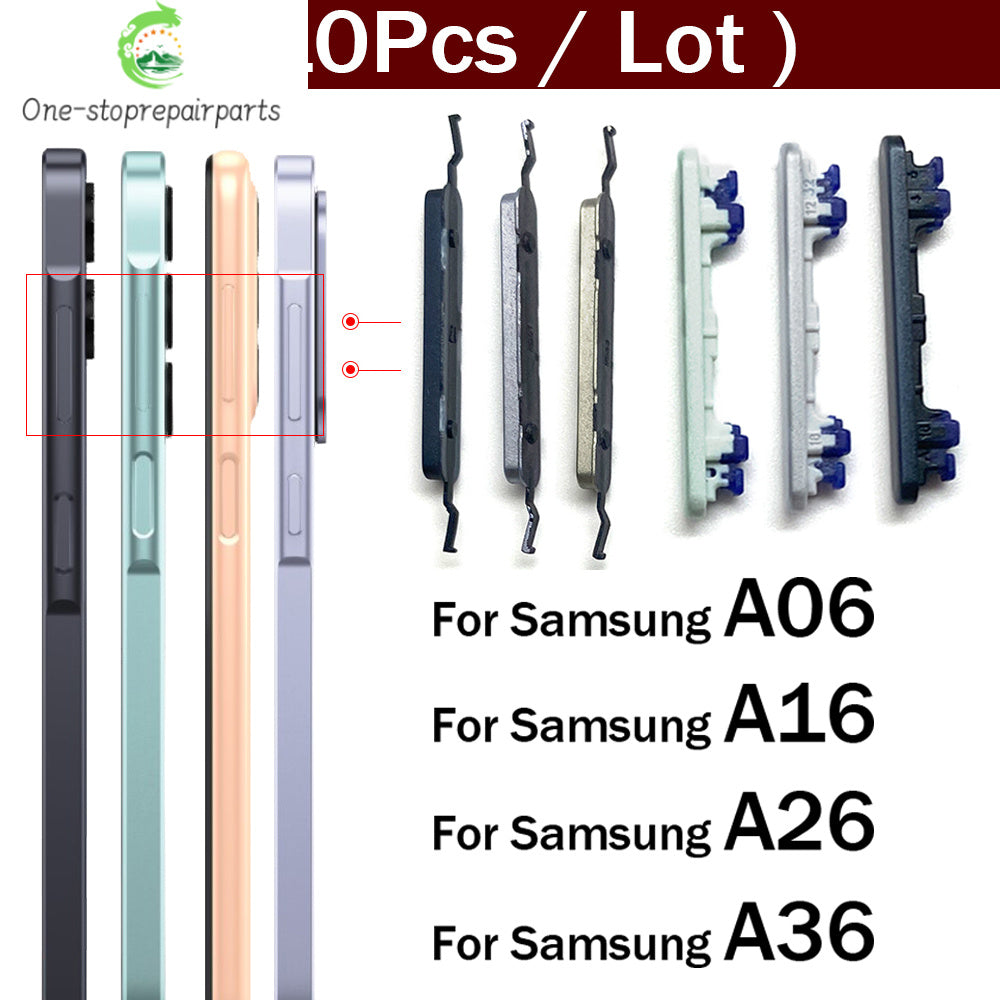 10Pcs, Power Button Volume Side Button For Samsung A06 A16 A26 A36 4G 5G Replacement Parts Samsung phone repair parts