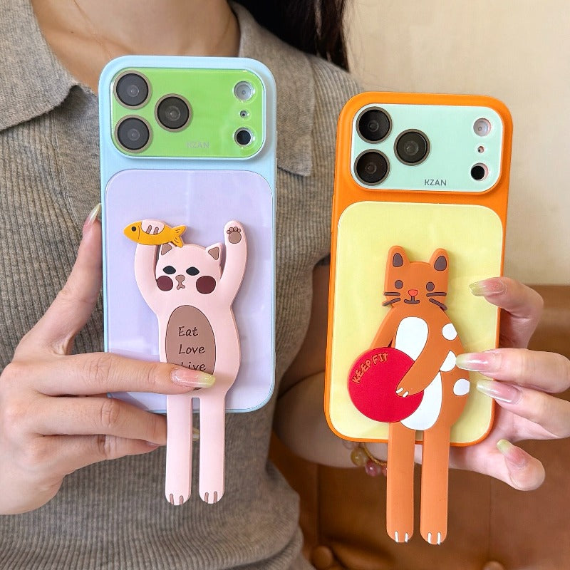 Ball doll bracket for iPhone 17promax mobile phone case new all-inclusive 16 girl cartoon silicone iPhone15 women's 14 creative 13promax anti-drop seconds become larger Windows Phone accessories