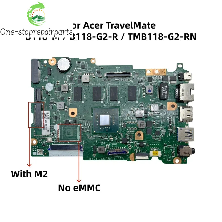 DAZHVAMB8C0 For Acer TravelMate B118-M B118-G2-R TMB118-G2-RN Laptop Motherboard With N4100 N5000 N5030 CPU 4G/8G-RAM NBVHR11016 Acer laptop repair parts
