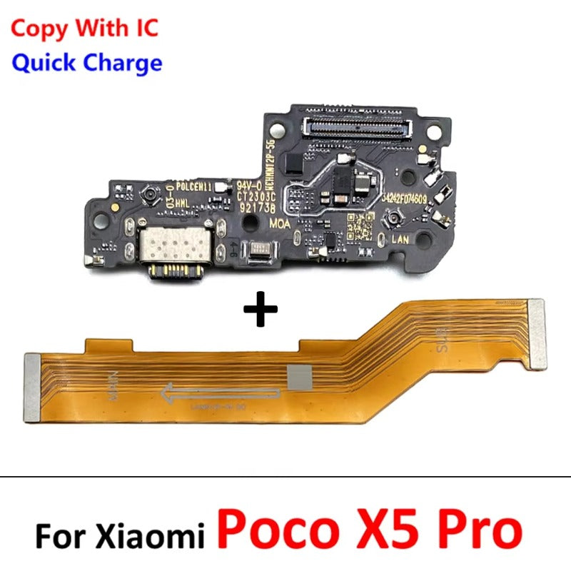 10Pcs/Lot, USB Charging Board Connector Port Dock Flex Cable For Xiaomi Poco F1 F2 F3 F4 F5 X3 X4 X5 X6 M3 M4 M5s Pro 4G 5G GT  Xiaomi  Xiao mi phone repair parts