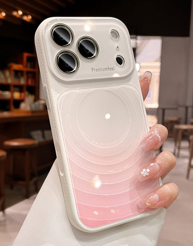 Ice ripple pattern heat dissipation for iPhone 17promax mobile phone case iPhone16 seconds becomes larger, the window gradually changes, smudging women's protective case 15pro niche case Phone accessories