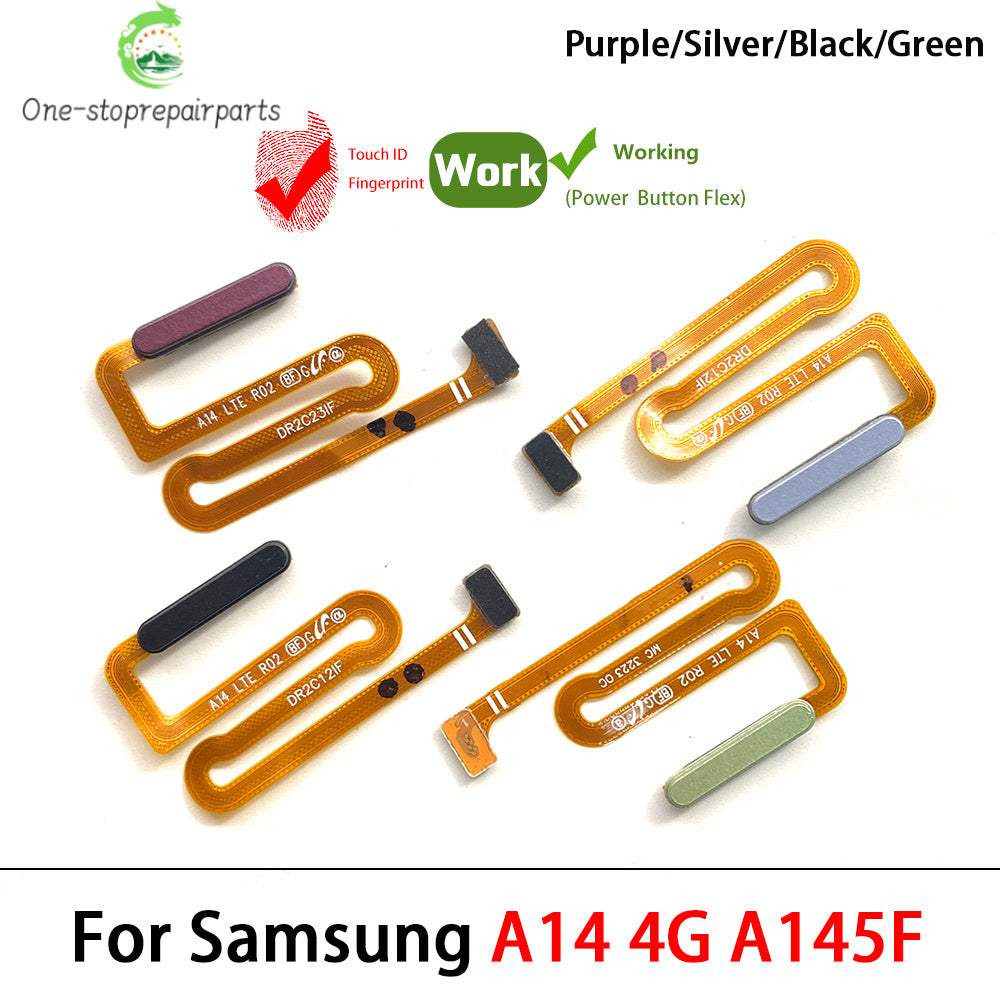 10Pcs, For Samsung A14 4G 5G A145F A145P A146B A146P Fingerprint Sensor Home Return Key Menu Button Flex Cable Samsung phone repair parts