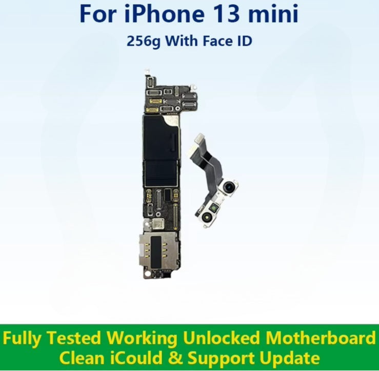 Fully Tested Authentic Motherboard For iPhone 13mini 128g/256g/512g Unlocked Mainboard With Face ID Cleaned iCloud Fast Shipping iPhone phone repair parts