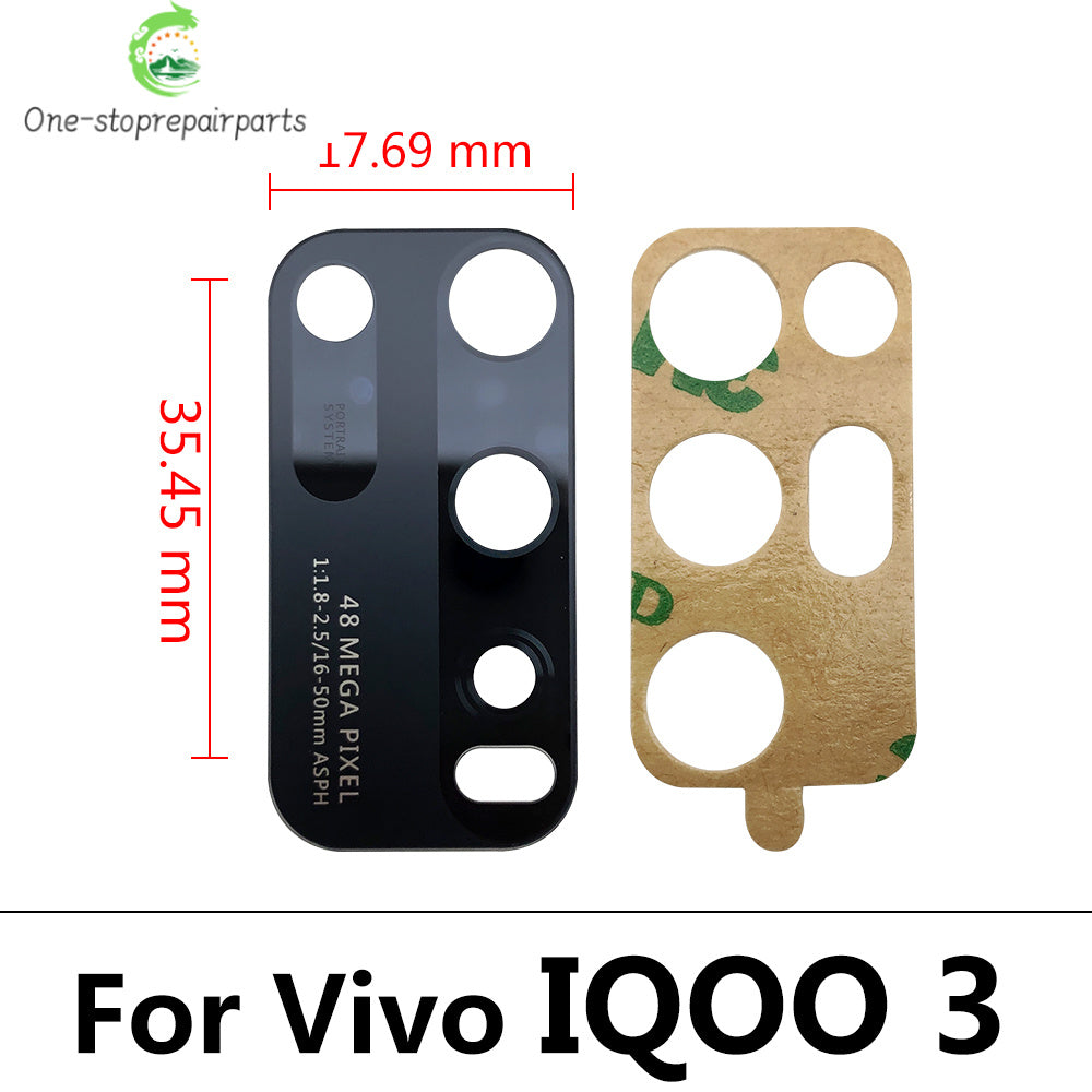 10Pcs/Lot, Back Rear Camera Glass Lens With Adhesive For Vivo IQOO 3 U3 Z1 S7 S9 S9e V17 X21 X50 Y9S Y20 Y31 Y51 Y51S Y73S Y93S Vivo phone repair parts