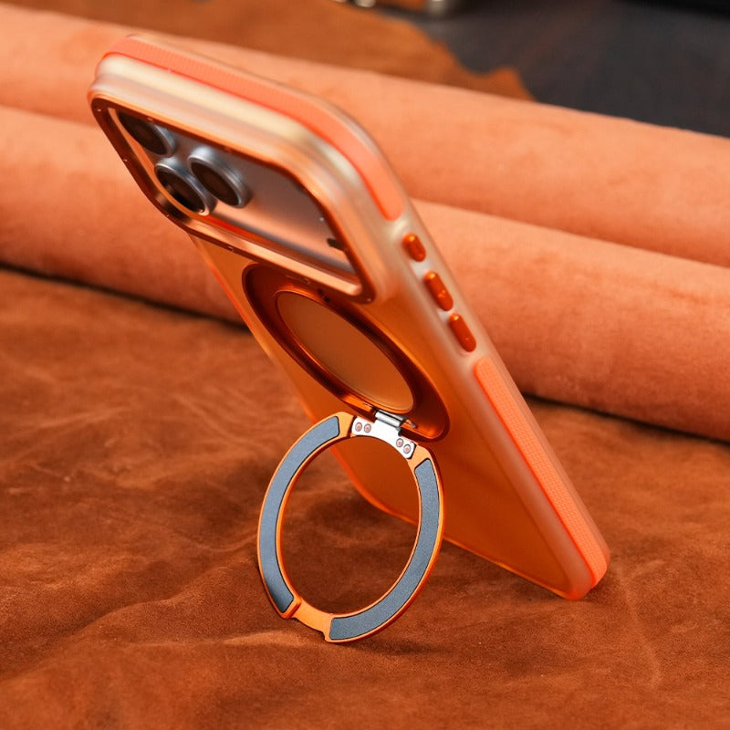 Metal frame for iPhone 18Pro magnetic mobile phone case iPhone17ProMax rotating 360 bracket 16/15pm all-inclusive anti-drop 14 skin matte contrasting color non-slip protective case Phone accessories