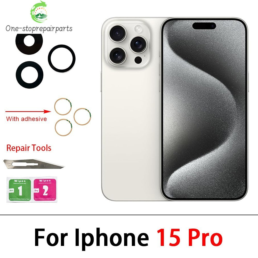 10Pcs, Camera Glass Lens Back Rear Camera Glass Lens For iPhone 11 12 13 14 15 16 17 Pro Max Plus Mini With Sticker Adhesive iPhone phone repair parts