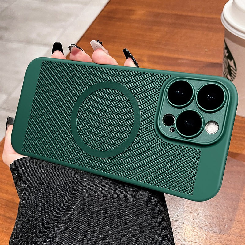 For iPhone 16Promax mobile phone case new iphone15pro protective case 17Promax ultra-thin breathable 13 heat dissipation magnetic suction 12 all-inclusive 14 men's and women's 8plus matte simple hard case Phone accessories
