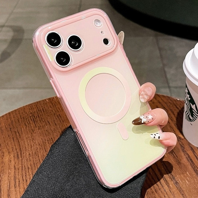 2-in-1 Dual-layer Magnetic Case for iPhone 17 Pro Max New iPhone 16 Gradient Color Block Magnetic Fashion Protective Case 15 Pro Men and Women Shockproof Case Phone Accessories
