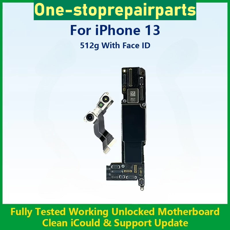 Fully Tested Authentic Motherboard For iPhone 13 128g/256g/512g Unlocked Mainboard With Face ID Cleaned iCloud Fast Shipping iPhone phone repair parts