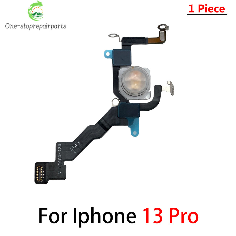 10Pcs, New For iPhone 12 13 14 15 Pro Max Mini Plus Flash Light Lamp Flex Cable LED Flashlight With Microphone iPhone phone repair parts