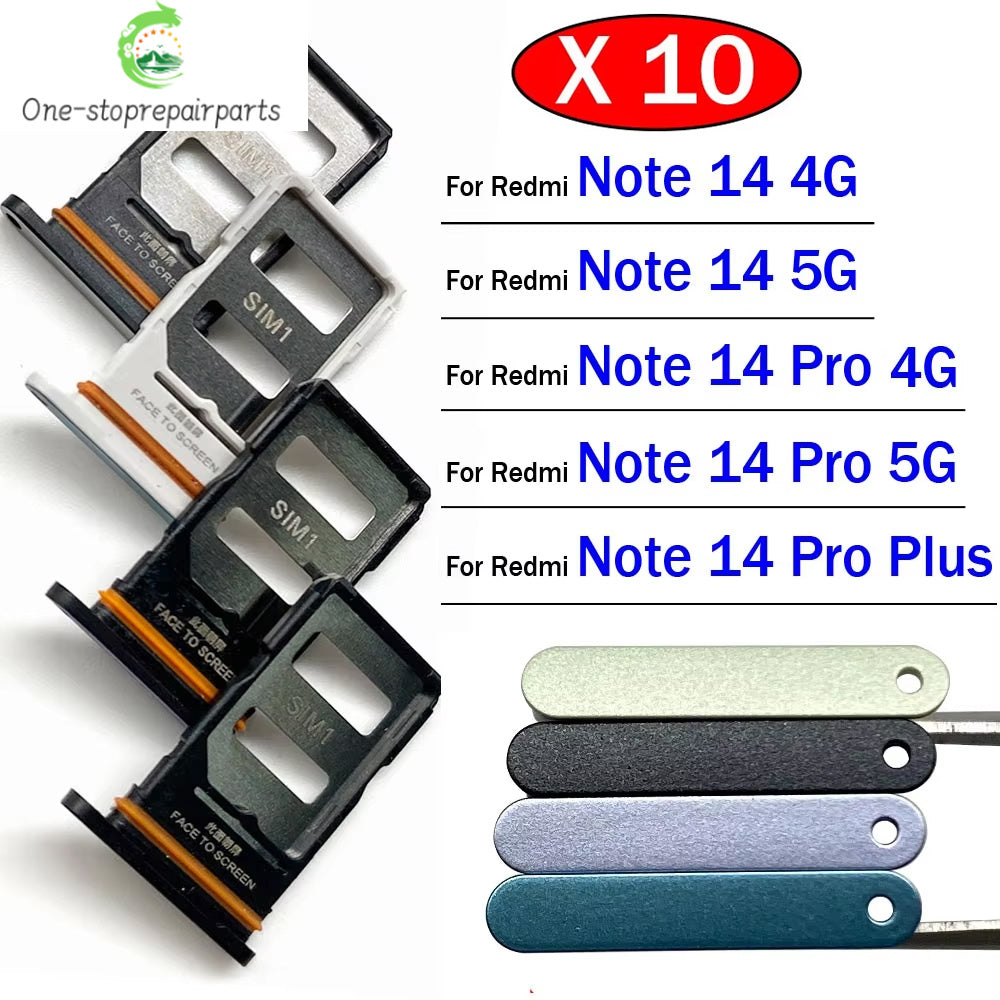 10Pcs, SIM Card Slot SD Card Tray Holder Adapter For Xiaomi Redmi Note 14 Pro Plus 4G 5G  Xiaomi  Xiao mi phone repair parts