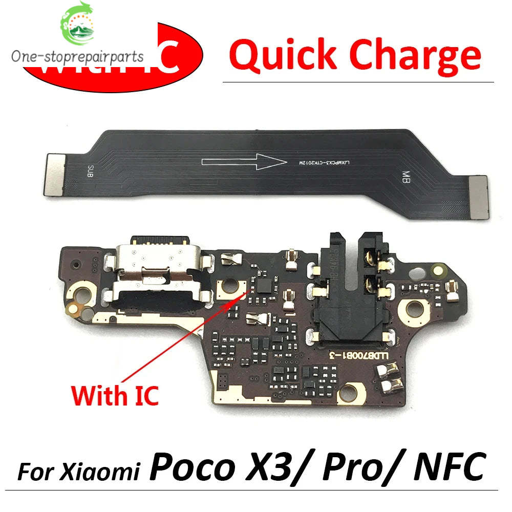 USB Board Charger Charging Dock Port Connector Flex Cable For Xiaomi POCO X3 NFC Pro Mainboard Main Board Flex Xiaomi  Xiao mi phone repair parts