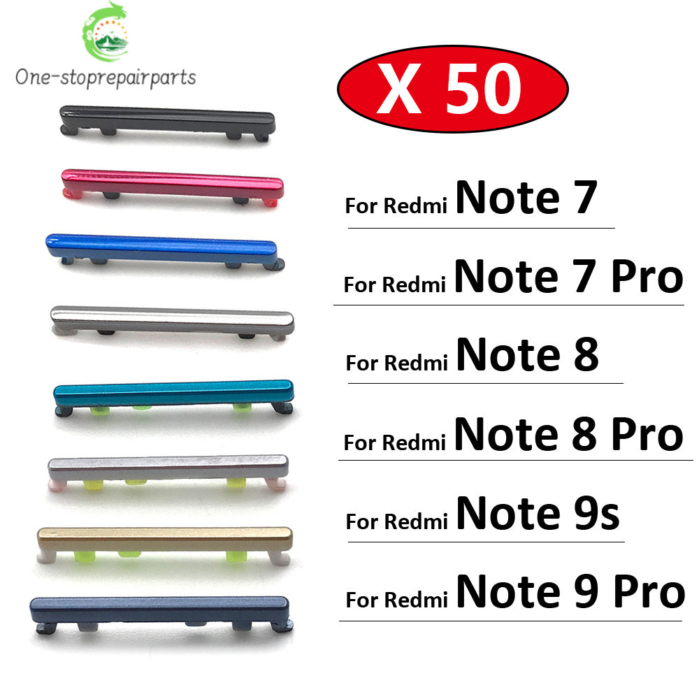 50Pcs/Lot, Volume Power Button Side Key For Redmi Note 7 8 9 9S Pro Replacement Parts