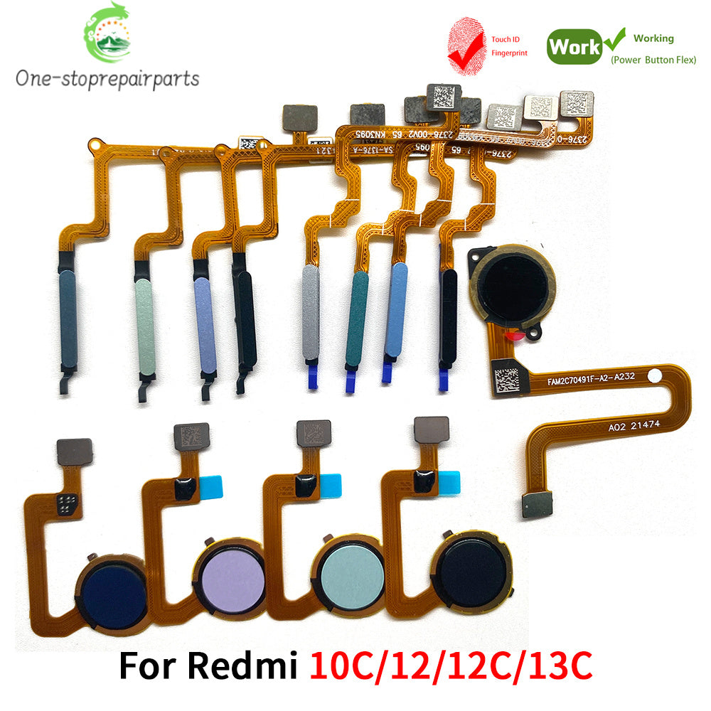 New Fingerprint For Xiaom Redmi 12 12C 13C 10C Home Button Fingerprint Menu Return Key Recognition Sensor Flex Cable Redmi phone repair parts