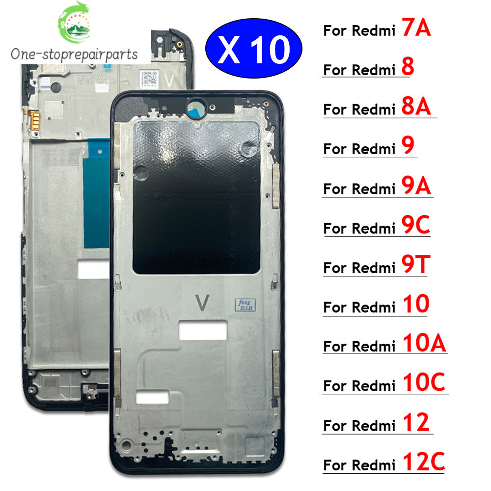 10Pcs Middle Frame Housing For Xiaomi Redmi 7A 8 8A 9 9A 9C 9T 10 10A 10C 12 12C 4G 5G Middle Frame Bezel Plate Cover Rear Bezel  Xiaomi  Xiao mi phone repair parts