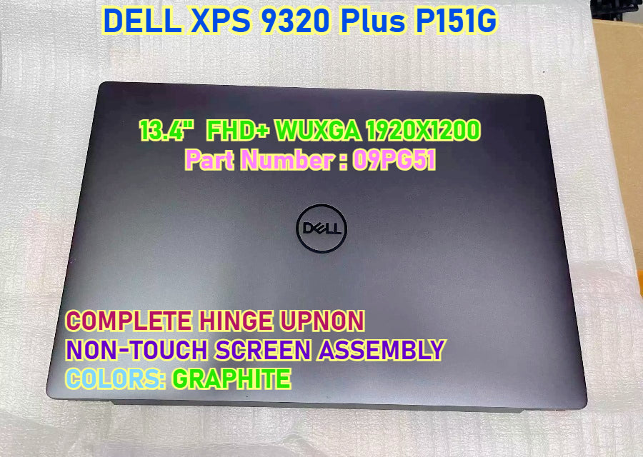 13.4" inch Dell XPS 9320 Plus LCD Touch Screen Assembly 07G0RW 09PG51 0VNRJ0 0YHWYD  029WPH 0VDDHK 0G1GMN 0D6X6W 0JXMV1 0XRYWH LP134WU1-SPB1 LP134WU1-SPA1 LQ134R1-SPB1 ATNA34XK04 LCD Screen Upper Half Kit Display Panel Dell laptop repair parts