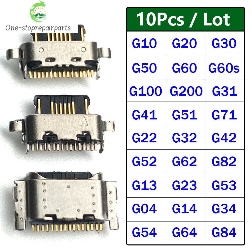 10Pcs， Micro USB Connector Charging Port Jack For Moto G04 G14 G22 G32 G62 G31 G51 G52 G13 G23 G53 G54 G10 G20 G30 G50 G60 G60s Motorola phone repair parts