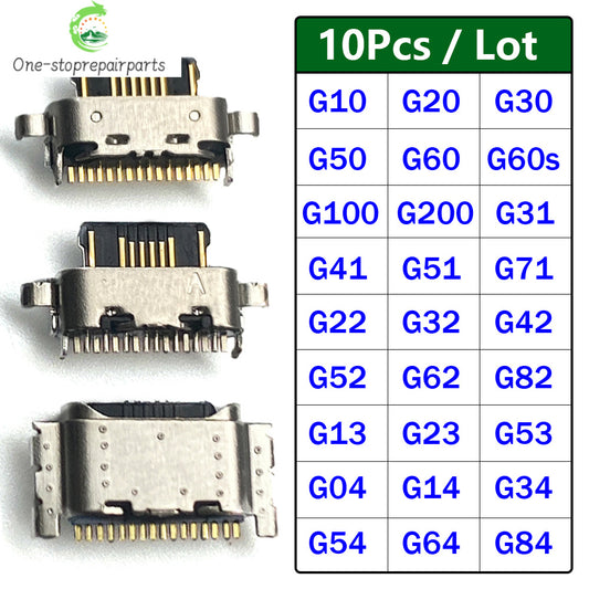 10Pcs， Micro USB Connector Charging Port Jack For Moto G04 G14 G22 G32 G62 G31 G51 G52 G13 G23 G53 G54 G10 G20 G30 G50 G60 G60s Motorola phone repair parts