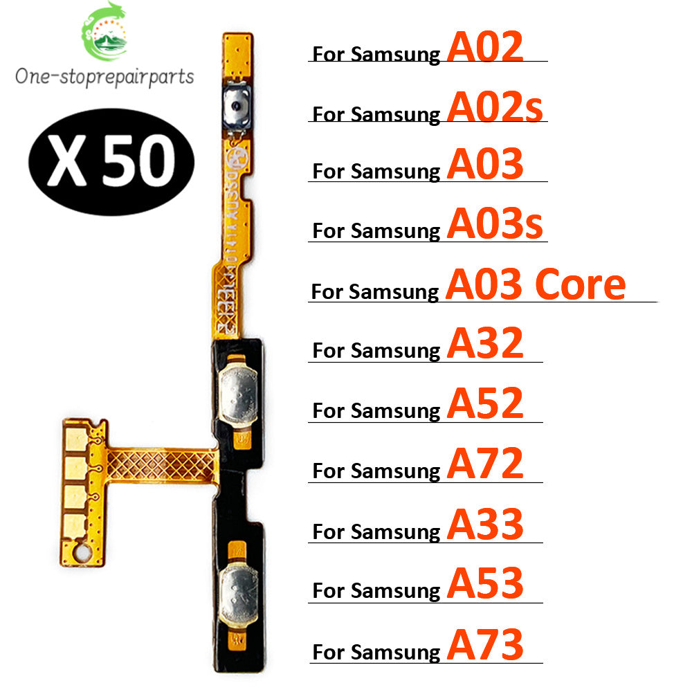 50Pcs, Power On Off Volume Side Button Key Flex Cable For Samsung A02 A02S A22 A32 A52 A72 A03s A03 A04 A04s A33 A53 A73 5G 4G Samsung phone repair parts
