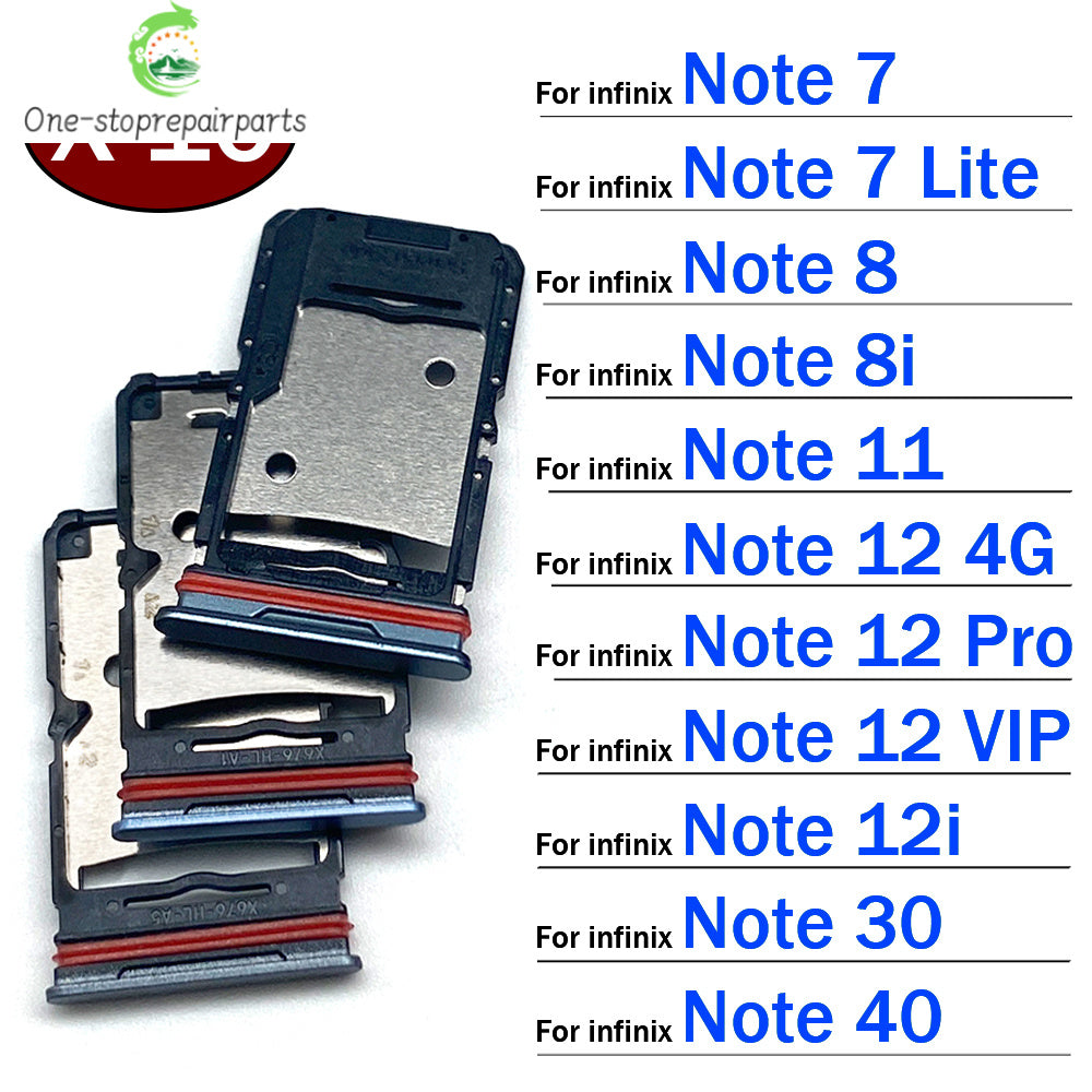 10Pcs, SIM Card Tray Slot Holder Adapter Accessories For infinix Note 7 8 8i 11 12 12i 30 40 Pro Lite VIP 4G 5G  infinix phone repair parts
