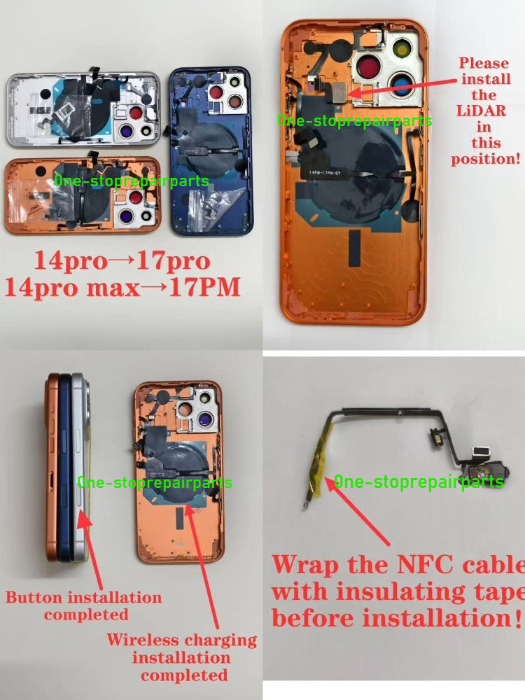DIY Convertor Housing Back Cover Assembly Compatible For iPhone X XR XS MAX 11 11PRO 12 12PRO 13 Pro 14Pro 15Pro 15 Pro Max To 17 18 17Pro 18Pro Max Backshell Replacement Refitted Chassis Pre-Installed Modified Middle Frame iPhone phone repair parts