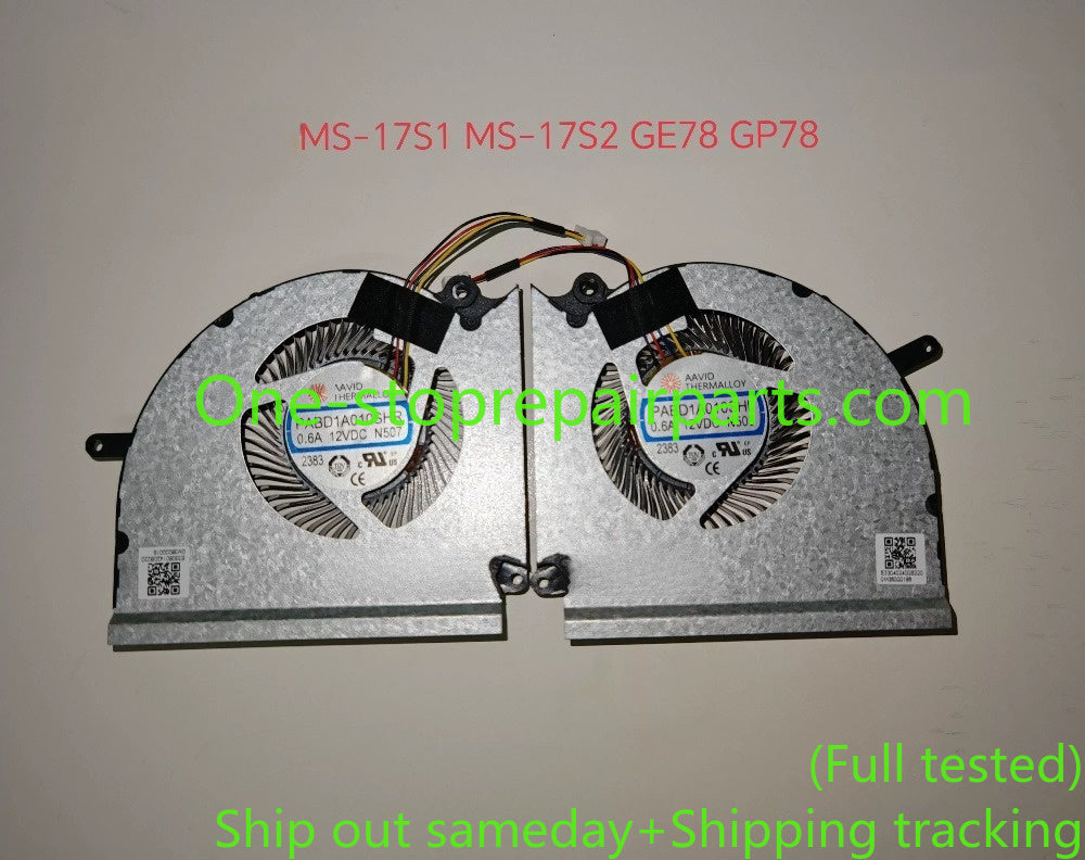 Cooler cooling fan For MSI 17S1 17S2 GE78H GP78H 12V PABD1A010SHR PABD1A010SHL N507 N508 Laptop CPU GPU fan