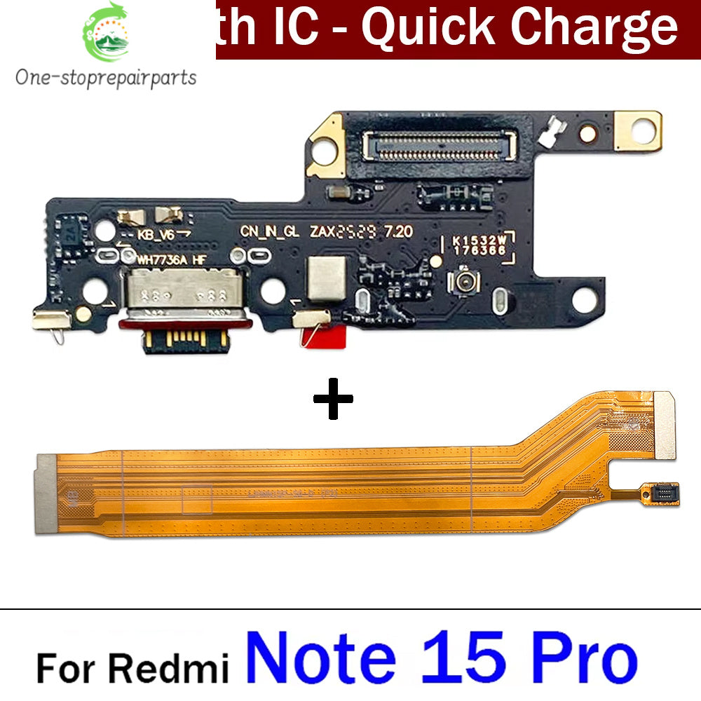 Dock Connector Micro USB Charger Charging Port Microphone Main Board Flex Cable For XIaomi Redmi Note 15 Pro Plus 4G 5G  Xiaomi  Xiao mi phone repair parts
