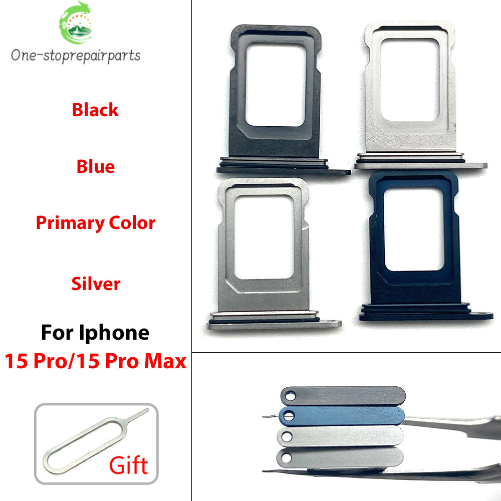 10Pcs, Dual SIM & Single SIM Card Slot SD Card Tray Holder Adapter For iPhone 15 Pro Max Plus iPhone phone repair parts