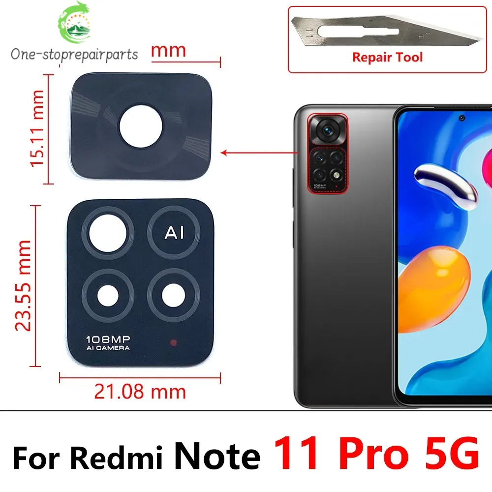 10Pcs, Camera Glass Lens Back Rear Camera Glass Lens For Xiaomi Redmi Note 11 12 13 14 Pro Plus 4G 5G With Adhesive  Xiaomi  Xiao mi phone repair parts
