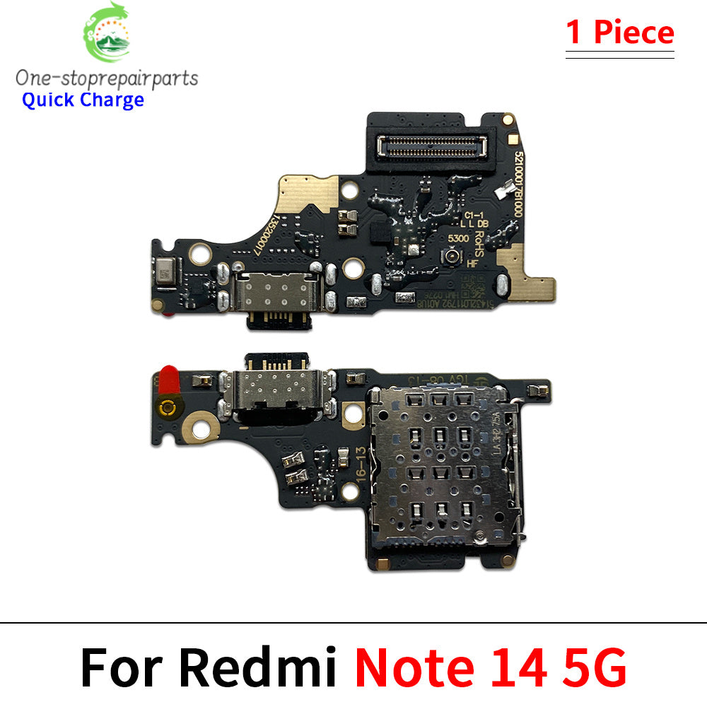 USB Charging Port Board Flex Cable Connector For Xiaomi Redmi Note 14 Pro Plus 4G 5G / Redmi 14C 14R Microphone Module Xiaomi  Xiao mi phone repair parts