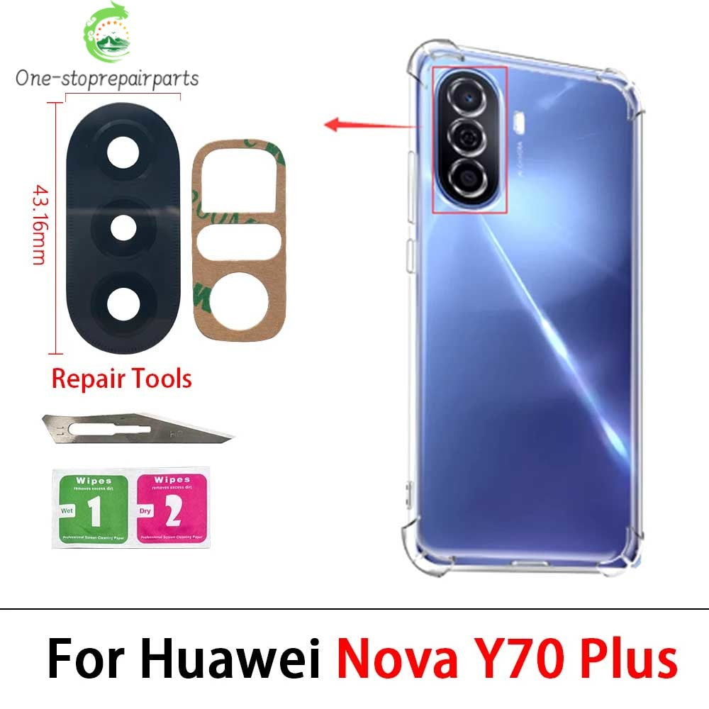 10Pcs，Rear Back Camera Glass Lens For Huawei Nova Y60 Y70 Plus Y90 With Adhesive Huawei phone repair parts