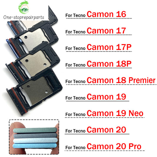 New For Tecno Camon 16 17 17P 18 18P 19 20 Pro Neo Premier SIM Card Slot SD Card Tray Holder Adapter Repair Parts Tecno phone repair parts