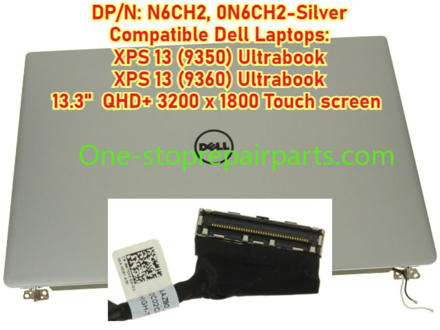 Touch Non-Touch top half LCD Display screen Complete Assembly for Dell XPS 13 9350 9360 P54G P54G002 Ultrabook 13.3" FHD QHD+  R3RJ8 0K8H0R 7PH9N 0N6CH2 0P2HPR 0907D8 9D8MJ Rose Gold Silver panel half Dell laptop repair parts