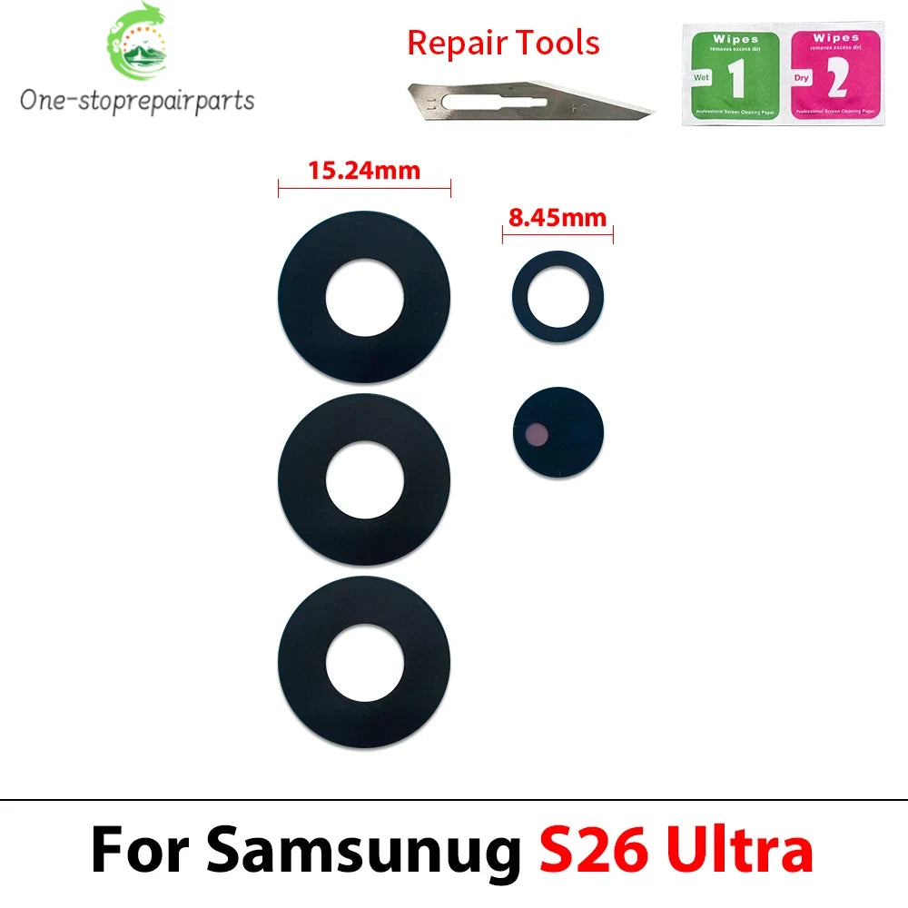 10Pcs, Back Rear Camera Glass Lens Cover With Adhesive For Samsung S24 S25 S26 Plus Ultra Fe With Glue Adhesive Samsung phone repair parts
