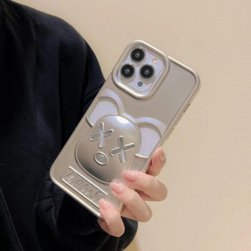 Accessories for iPhone14/13promax anti-drop hollow three-dimensional violent bear solid color female new mobile phone case Phone accessories