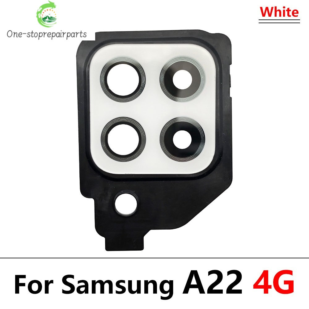 10Pcs/Lot, Housing Back Rear Camera Glass Lens Cover Frame Holder For Samsung A22 4G 5G A225F A226B Samsung phone repair parts
