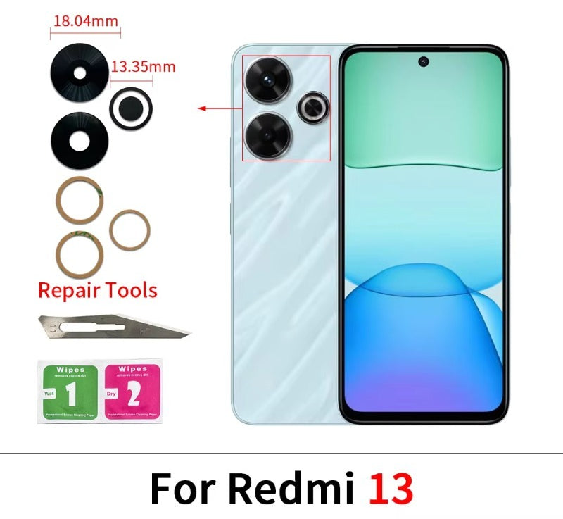 Rear Camera Glass Lens For Xiaomi Redmi 6 6A 7 7A 8 8A 9 9A 9C 9T 10 10A 10C 12 12C 13 13C 4G 5G Camera Glass Replacement Parts Xiaomi  Xiao mi phone repair parts