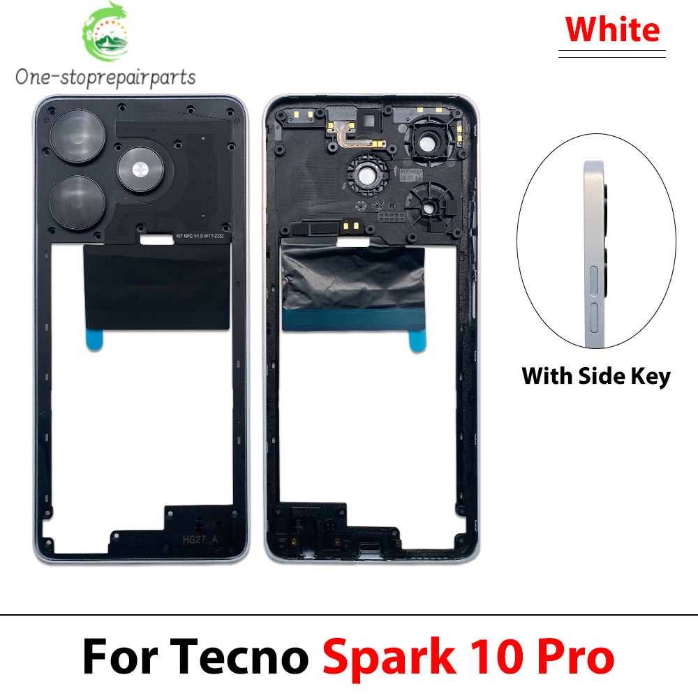 Middle Frame For Tecno Spark 10 Pro KI7 Middle Frame Housing Bezel With Side Button Repair Parts Tecno phone repair parts