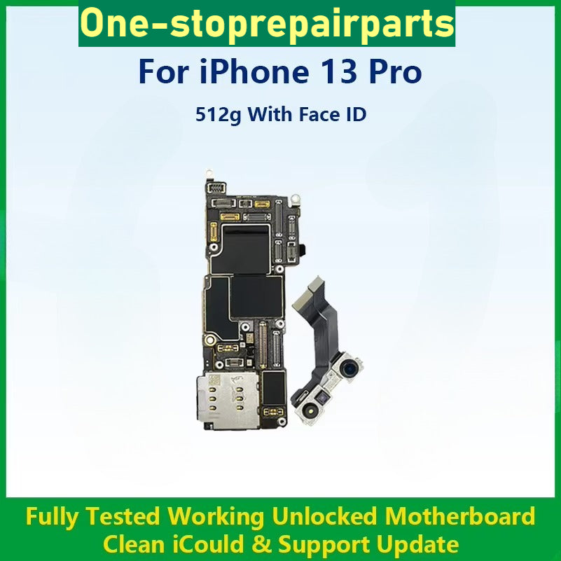 Fully Tested Authentic Motherboard For iPhone 13 Pro 128g/256g/512g Unlocked Mainboard With Face ID Cleaned iCloud Fast Shipping iPhone phone repair parts