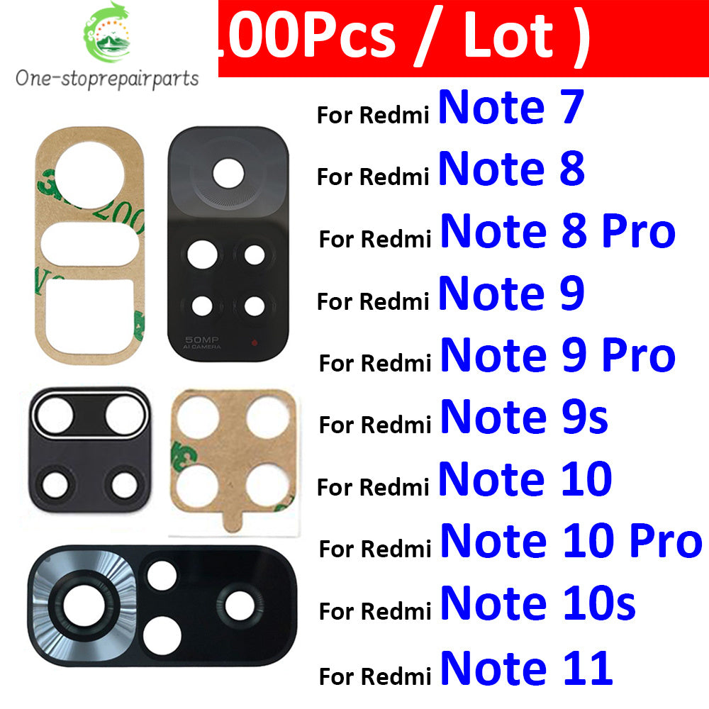100Pcs Rear Back Camera Glass Lens For Xiaomi Redmi Note 7 8 8T 9 9s 10 10s 11 Pro 5G Camera Glass With Glue Adhesive  Xiaomi  Xiao mi phone repair parts