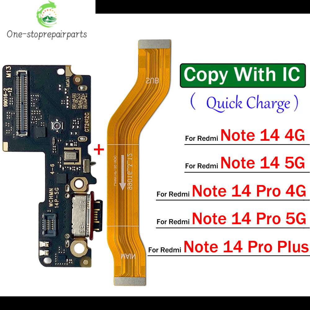 New For XIaomi Redmi Note 14 Pro Plus 4G 5G USB Charging Port Dock Charger Plug Connector Main Board Flex Cable  Xiaomi  Xiao mi phone repair parts