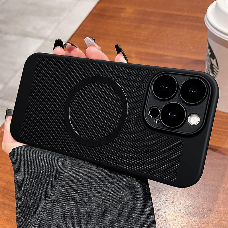 For iPhone 16Promax mobile phone case new iphone15pro protective case 17Promax ultra-thin breathable 13 heat dissipation magnetic suction 12 all-inclusive 14 men's and women's 8plus matte simple hard case Phone accessories